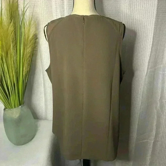 Soft Surroundings L Women’s Dressy Tank Work Brown Sleeveless Blouse Back Zip - Picture 5 of 10